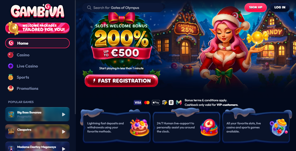 Gambiva Casino Skærmbillede til computer
